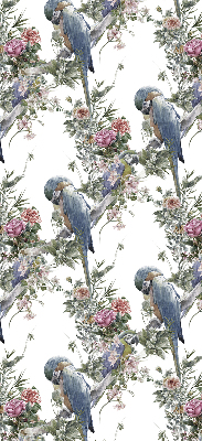 Fabric roller blind for window Parrots on flowers