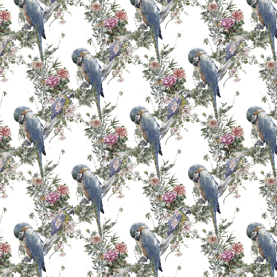 Fabric roller blind for window Parrots on flowers