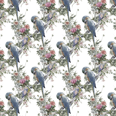 Fabric roller blind for window Parrots on flowers