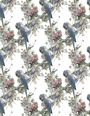 Fabric roller blind for window Parrots on flowers