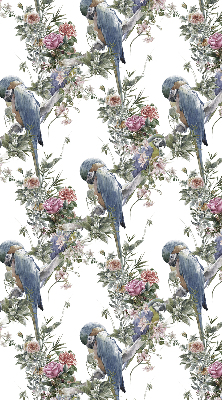 Fabric roller blind for window Parrots on flowers