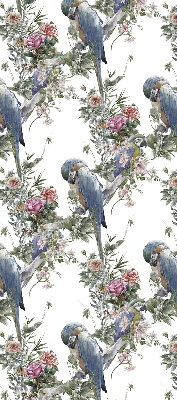 Fabric roller blind for window Parrots on flowers