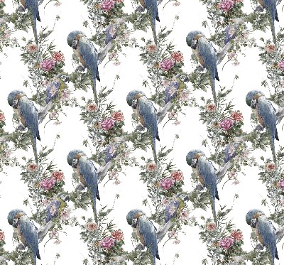 Fabric roller blind for window Parrots on flowers