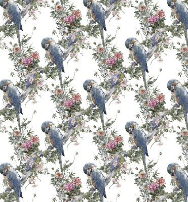 Fabric roller blind for window Parrots on flowers