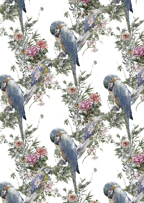 Fabric roller blind for window Parrots on flowers