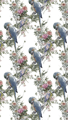 Fabric roller blind for window Parrots on flowers