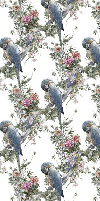 Fabric roller blind for window Parrots on flowers