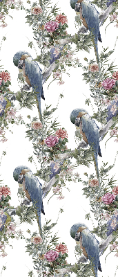 Fabric roller blind for window Parrots on flowers
