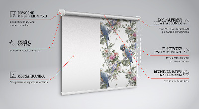 Fabric roller blind for window Parrots on flowers