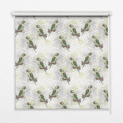 Fabric roller blind for window Parrots on a branch