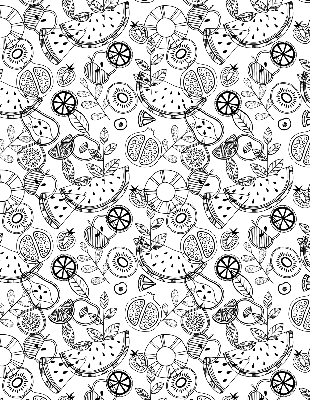 Blackout roller blind for window Drawn fruits