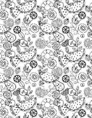 Blackout roller blind for window Drawn fruits