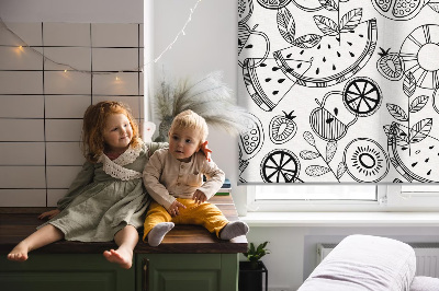 Blackout roller blind for window Drawn fruits