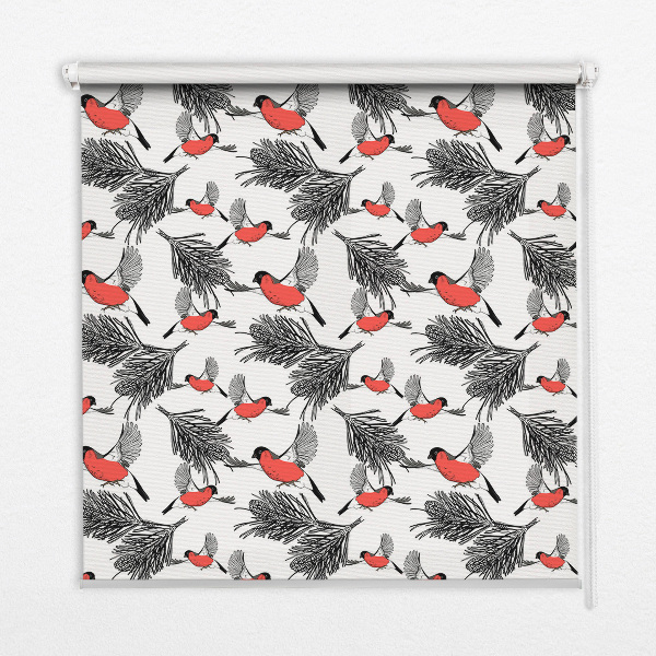 Blackout roller blind Bullfinch birds