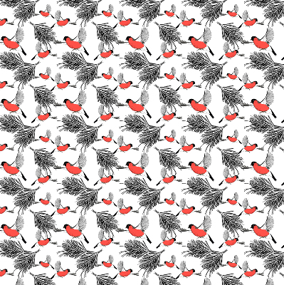 Blackout roller blind Bullfinch birds