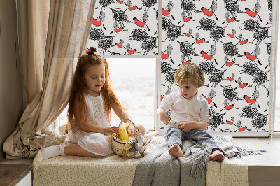 Blackout roller blind Bullfinch birds