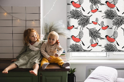 Blackout roller blind Bullfinch birds