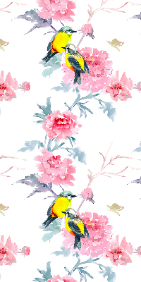 Blackout roller blind for window Birds on flowers