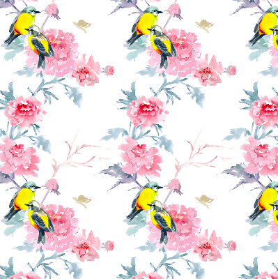 Blackout roller blind for window Birds on flowers