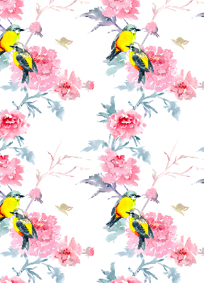 Blackout roller blind for window Birds on flowers