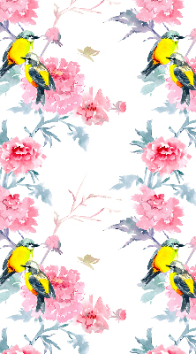 Blackout roller blind for window Birds on flowers