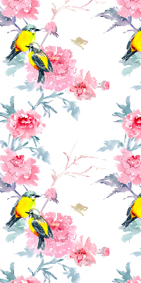 Blackout roller blind for window Birds on flowers