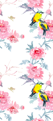 Blackout roller blind for window Birds on flowers