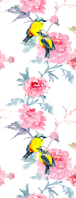 Blackout roller blind for window Birds on flowers