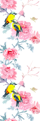 Blackout roller blind for window Birds on flowers