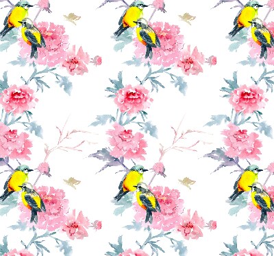 Blackout roller blind for window Birds on flowers