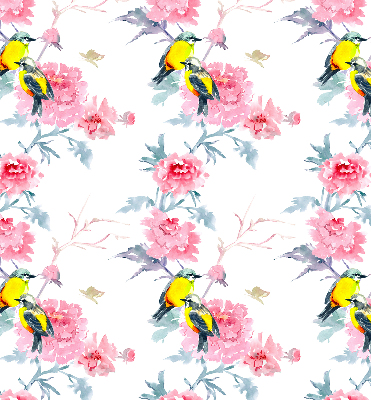 Blackout roller blind for window Birds on flowers