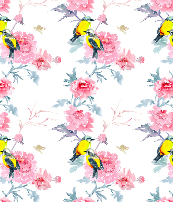 Blackout roller blind for window Birds on flowers