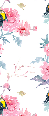 Blackout roller blind for window Birds on flowers