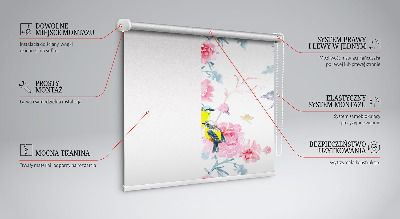 Blackout roller blind for window Birds on flowers