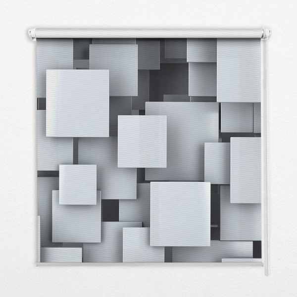 Blackout roller blind Gray 3D Squares