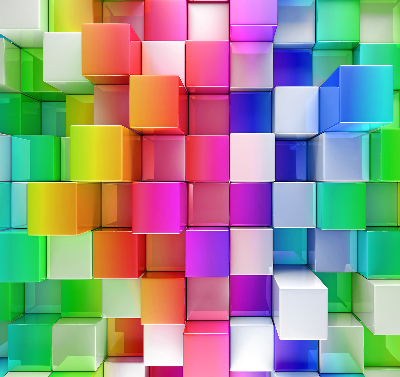 Blackout roller blind for window Colorful 3D cubes