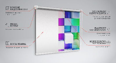 Blackout roller blind for window Colorful 3D cubes