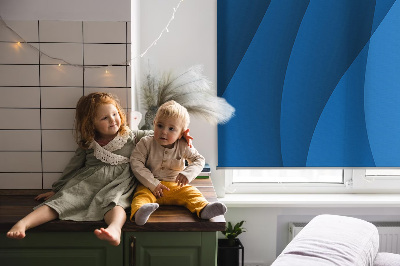 Fabric roller blind for window Blue waves