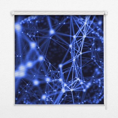 Blackout roller blind Blue dots connected by lines