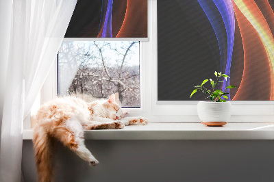 Blackout roller blind for window Orange and blue animation