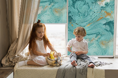 Blackout roller blind for window Turquoise granite
