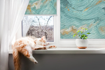 Blackout roller blind for window Turquoise granite