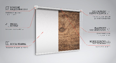 Fabric roller blind for window Dark wood