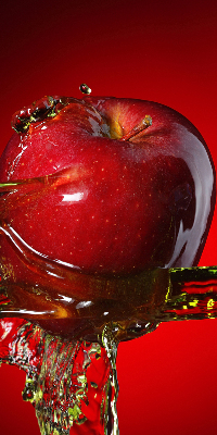 Blackout roller blind An apple doused with water