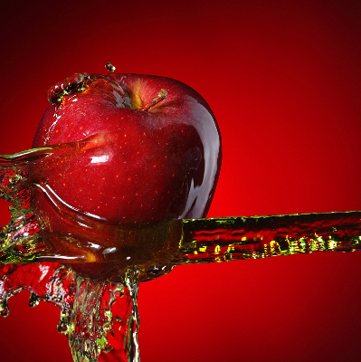 Blackout roller blind An apple doused with water