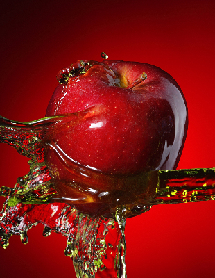 Blackout roller blind An apple doused with water