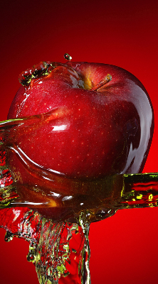 Blackout roller blind An apple doused with water