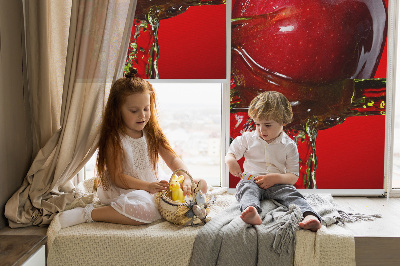 Blackout roller blind An apple doused with water