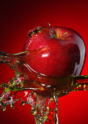 Blackout roller blind An apple doused with water