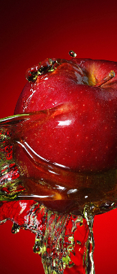 Blackout roller blind An apple doused with water